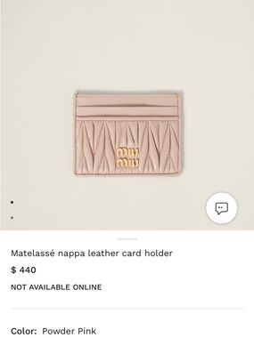 Miu Miu Quilted Matelassé Card Holder in Beige with Gold Logo